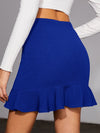 Solid Ruffle Hem Skirt