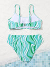 Teen Girls Fluid Pattern Bikini Swimsuit