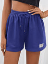EZwear Drawstring Waist Patched Detail Shorts
