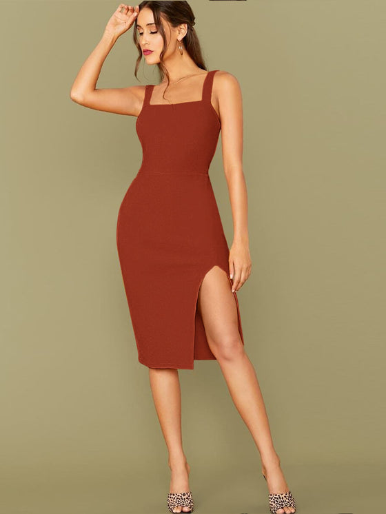 BAE Slit Knee Length Bodycon Dress