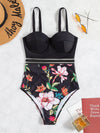 Floral Print Push Up One Piece Swimsuit