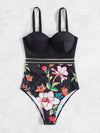 Floral Print Push Up One Piece Swimsuit