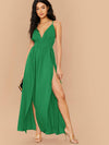 M Slit Cross Back Cami Prom Dress