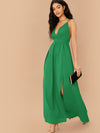 M Slit Cross Back Cami Prom Dress