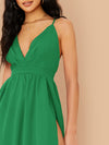 M Slit Cross Back Cami Prom Dress