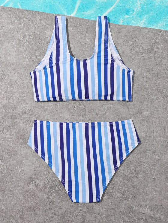 Girls Striped Bikini Swimsuit