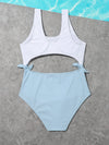 Girls Color Block Cut out One Piece Swimsuit