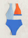 Color Block Cut Out One Piece Swimsuit