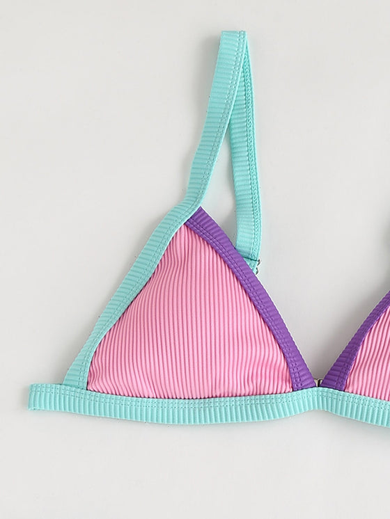 Color Block Triangle Bikini Swimsuit