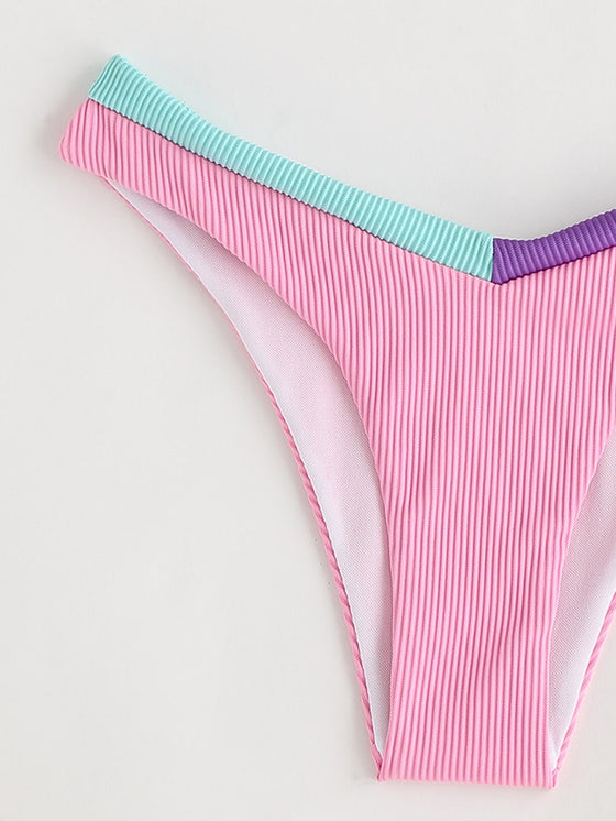 Color Block Triangle Bikini Swimsuit