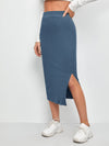 EZwear Slit Hem Rib knit Pencil Skirt