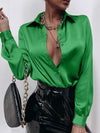 Satin Solid Button Front Shirt