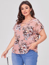 Plus V neck Floral Top