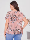 Plus V neck Floral Top