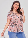 Plus V neck Floral Top