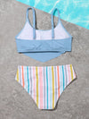 Girls Striped Hanky Hem Bikini Swimsuit