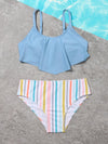 Girls Striped Hanky Hem Bikini Swimsuit