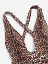 Leopard Criss Cross Plunging One Piece Swimsuit