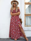 VCAY Off Shoulder Ditsy Floral High Split Dress