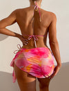 3pack Tie Dye Halter Bikini Swimsuit Beach Skirt