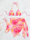 3pack Tie Dye Halter Bikini Swimsuit Beach Skirt