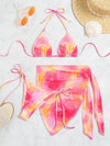 3pack Tie Dye Halter Bikini Swimsuit Beach Skirt