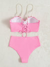 Faux Pearl Strap Shell Design Bikini Swimsuit