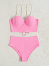 Faux Pearl Strap Shell Design Bikini Swimsuit