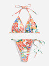 Floral Print Triangle Tie Side Bikini Swimsuit