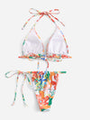 Floral Print Triangle Tie Side Bikini Swimsuit