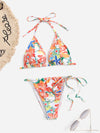 Floral Print Triangle Tie Side Bikini Swimsuit