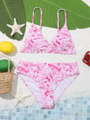 Teen Girls Marble Print Triangle Bikini Swimsuit