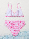 Teen Girls Marble Print Triangle Bikini Swimsuit