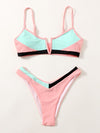 Color Block V Wired Bikini Swimsuit