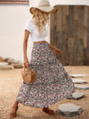 Allover Floral Print Frill Trim Skirt