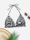 Plus Zebra Striped Halter Triangle Bikini Top