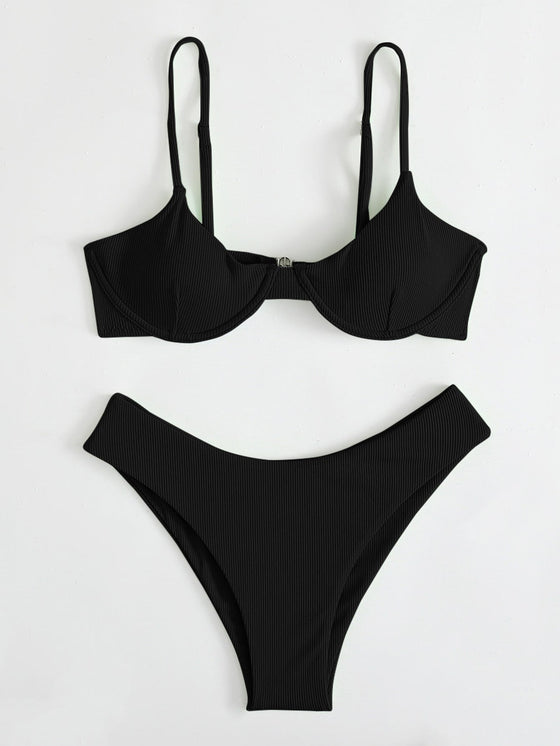 Rib Underwire Bikini Swimsuit