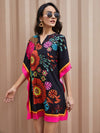 Mandala Print Notch Neck Tunic Dress