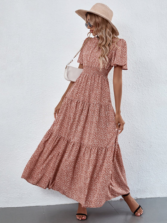 Ditsy Floral Ruffle Hem Maxi Dress