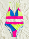 Color Block Micro Triangle Bikini Swimsuit