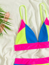 Color Block Micro Triangle Bikini Swimsuit