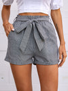 Striped Print Belted Straight Leg Shorts