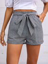 Striped Print Belted Straight Leg Shorts