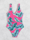 Plant Print Knot Side One Piece Swimsuit