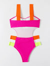 Color Block Cut Out One Piece Swimsuit