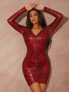 Crocodile V Neck Bodycon Dress