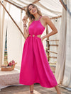 O ring Front Tie Back Halter Dress