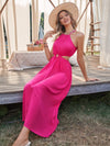 O ring Front Tie Back Halter Dress