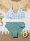 Girls Striped Rib Bikini Swimsuit