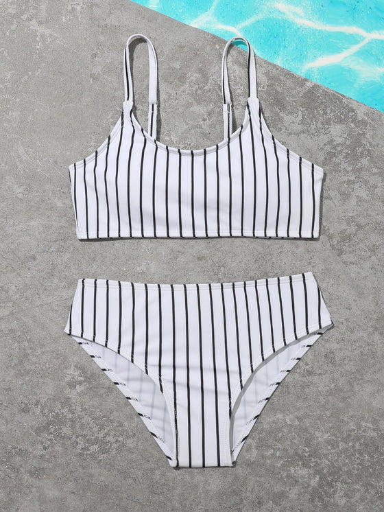 Girls Striped Bikini Swimsuit